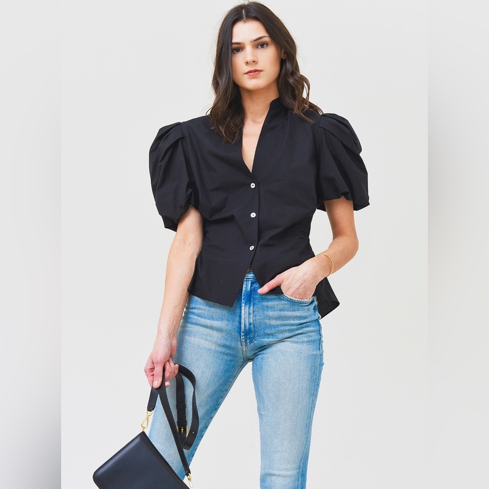 Vince Draped Puff Sleeve Blouse in Women’s Size 6